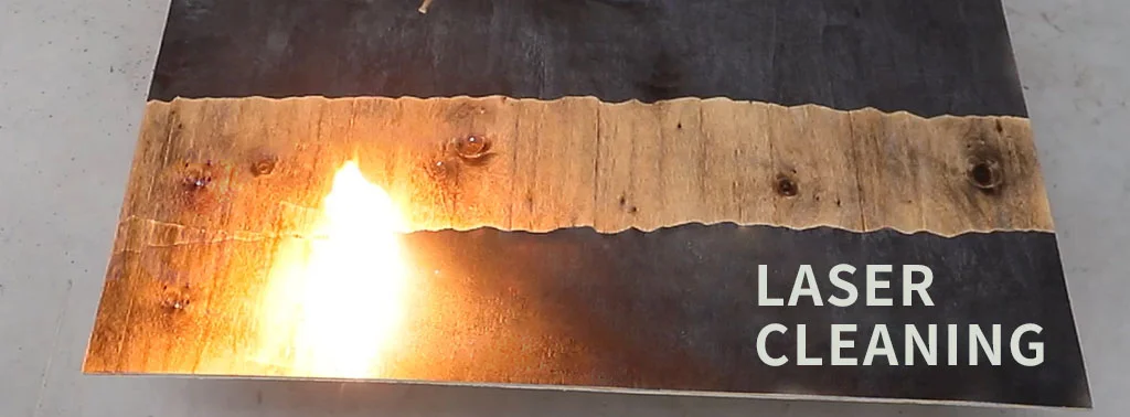laser cleaning machine removes the paint on the wood