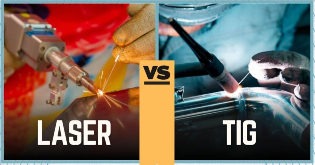 Comparison photo: A smooth, clean laser weld contrasted with a traditional TIG weld on identical metal.