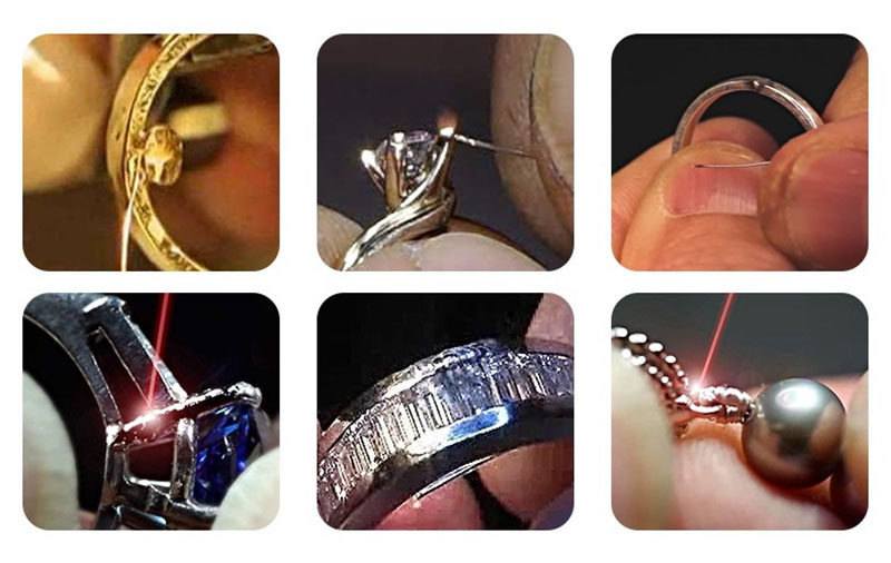 Laser jewelry welding machine welding repair gold, silver and other jewelry effect display