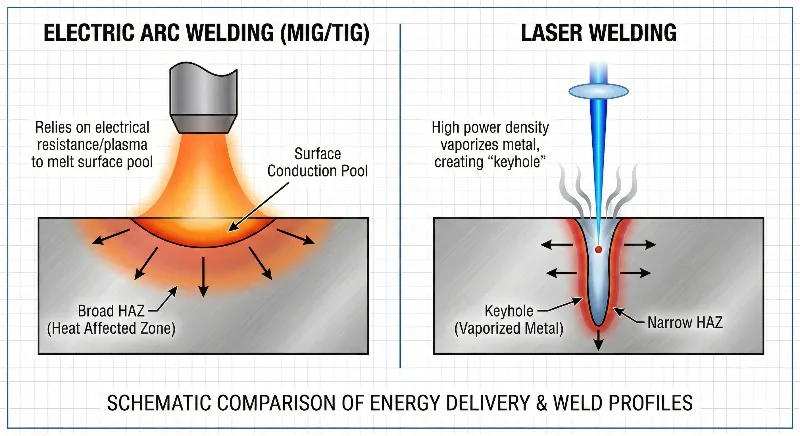 laser welding vs tig welding power density comparison diagram