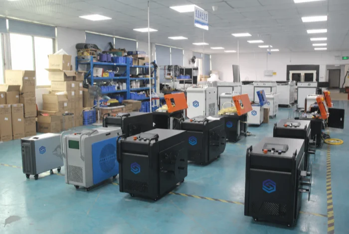 Riselaser laser equipment production workshop with branded industrial machines